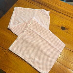 38.5” x 30” pink & white checked baby blanket “Handmade with ❤️ by Gammie”